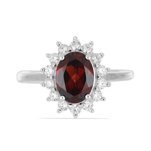 GENUINE STERLING SILVER NATURAL GARNET GEMSTONE RING